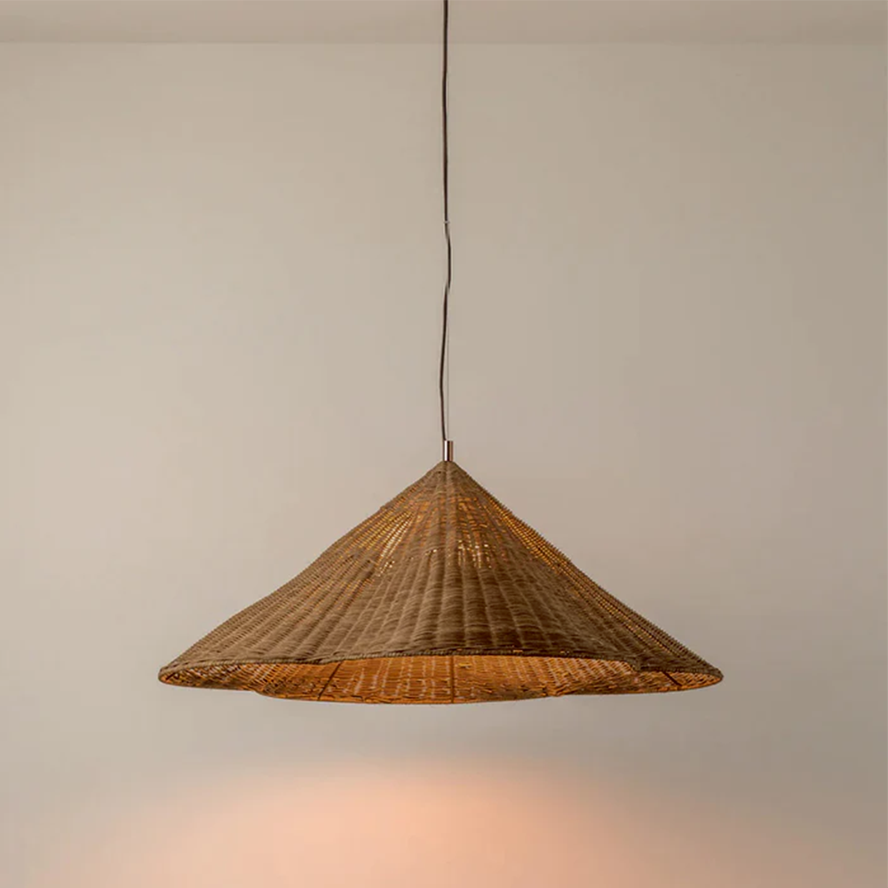 Retro Scalloped Wabi-sabi Woven Rattan Pendant Light
